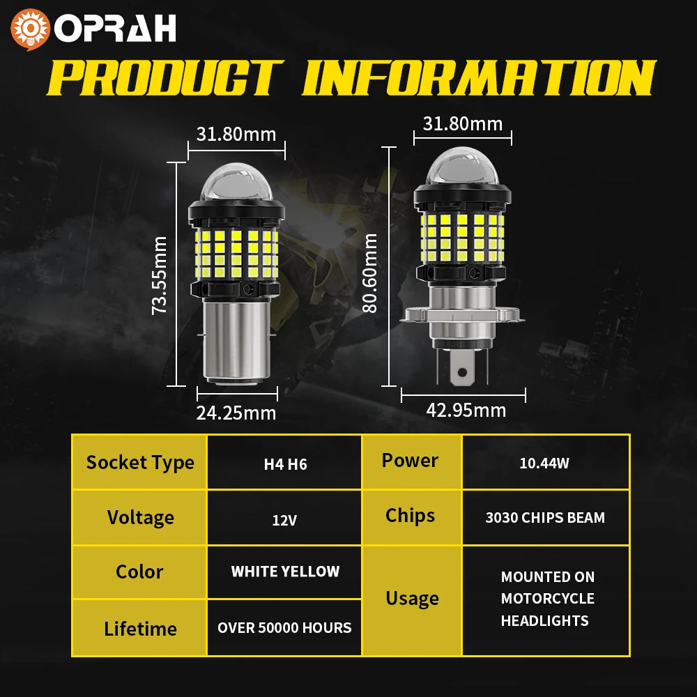 H4 LED Motorcycle Headlight Bulbs 12V 10000LM
