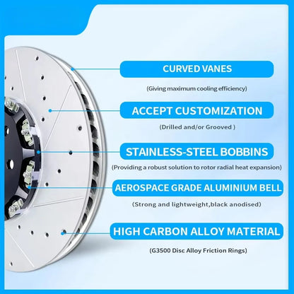 380mm / 390mm Customized Sports Car Slotted Safety Brake Discs