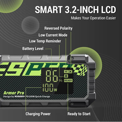 Car Battery Jump Starter 2500A Peak, 240Wh Portable Car Battery Charger & Power Bank