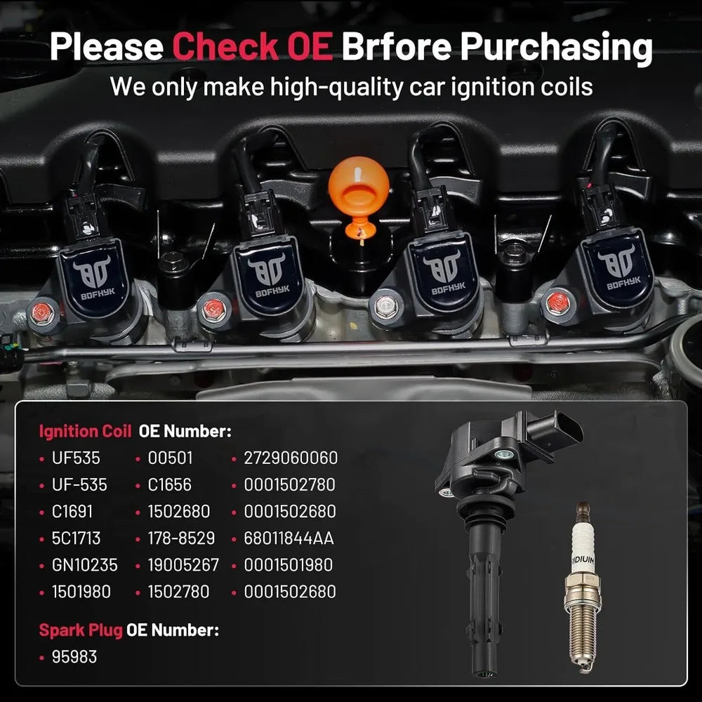 6 Ignition Coil + Spark Plugs UF535 For 2006-2009 Mercedes-Benz CLK350 3.5L V6