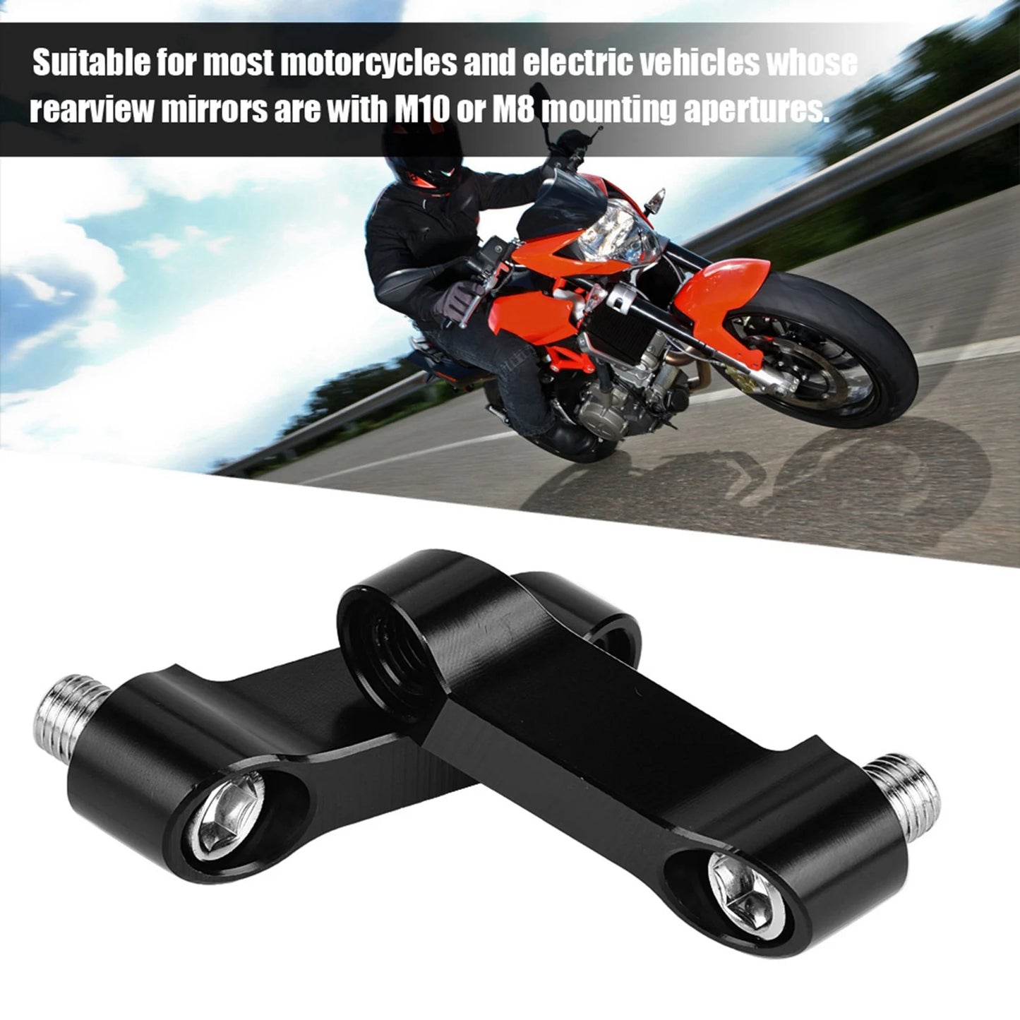 2Pcs Motorcycle Rearview Mirror Extension Adapters