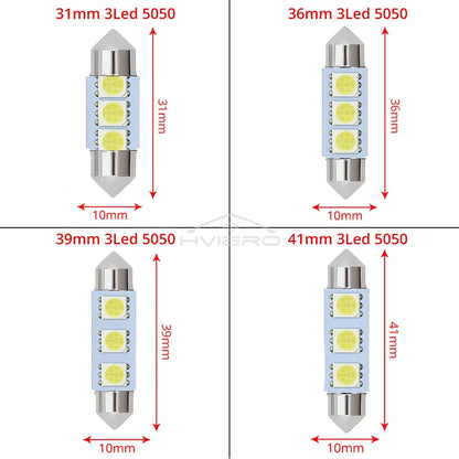 2PCS White LED Festoon Dome Light Bulbs