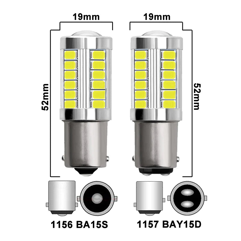 2/4/8PCS LED Car Bulbs – 1156/P21W & 1157/P21/5W – 12V 7000K