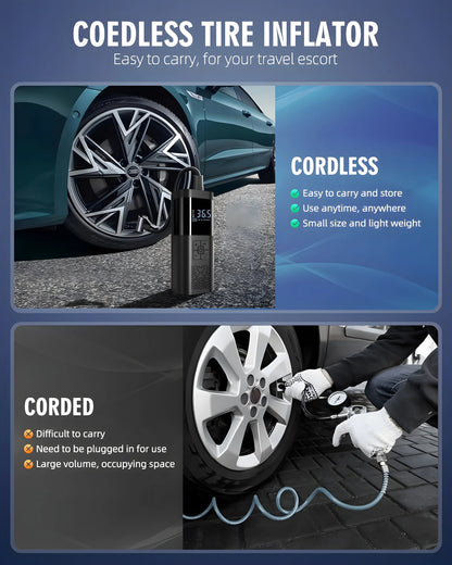 Portable Car Air Compressor – 150PSI Cordless Tire Inflator Pump with Digital Gauge