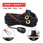 LED Light Bar Wiring Harness Kit – 300W, 2 Leads, 16 AWG Universal Harness with 12V 40A Relay & On/Off Switch