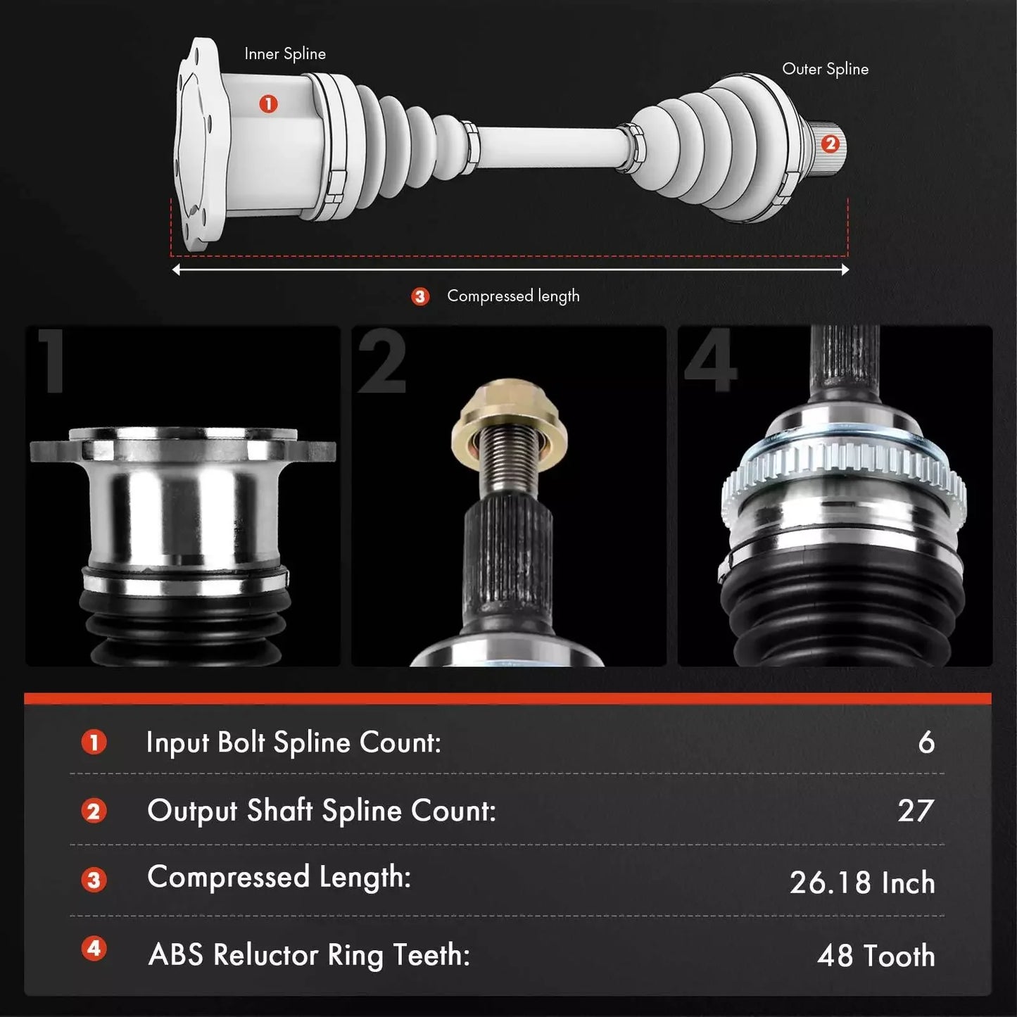 Rear CV Axle Shaft Assembly