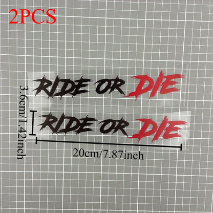 2PCS Ride or Die Motorcycle Helmet Stickers