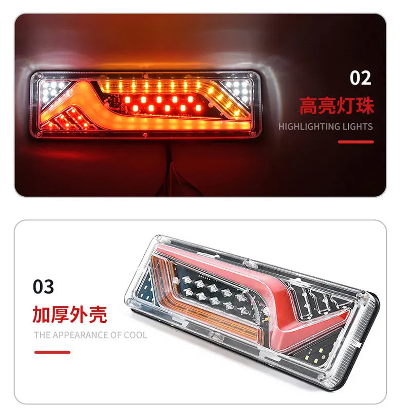 2Pcs 12V/24V LED Tail Lights for Trailers, Trucks, Buses