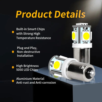 Ultra Bright BA9S 5050 5SMD LED Bulbs – Turn Signal, Dome, Brake, Reverse, Interior & Clearance Lights