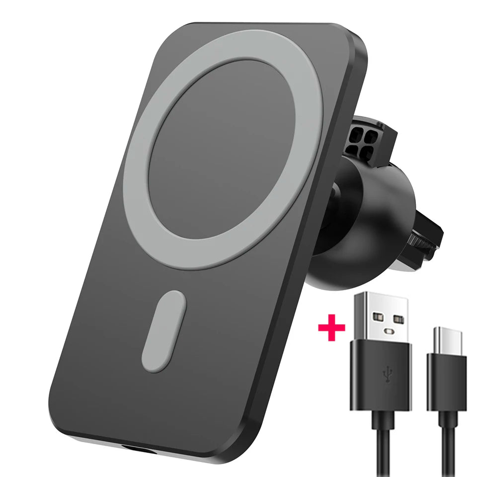 Wireless Magnetic Charger Phone Holder – 15W Fast Charging, Strong Magnet Mount