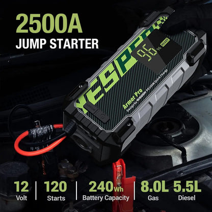 Car Battery Jump Starter 2500A Peak, 240Wh Portable Car Battery Charger & Power Bank