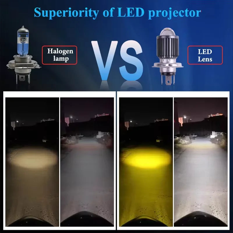 1pc Motorcycle Headlight BA20D H4 LED Bulbs
