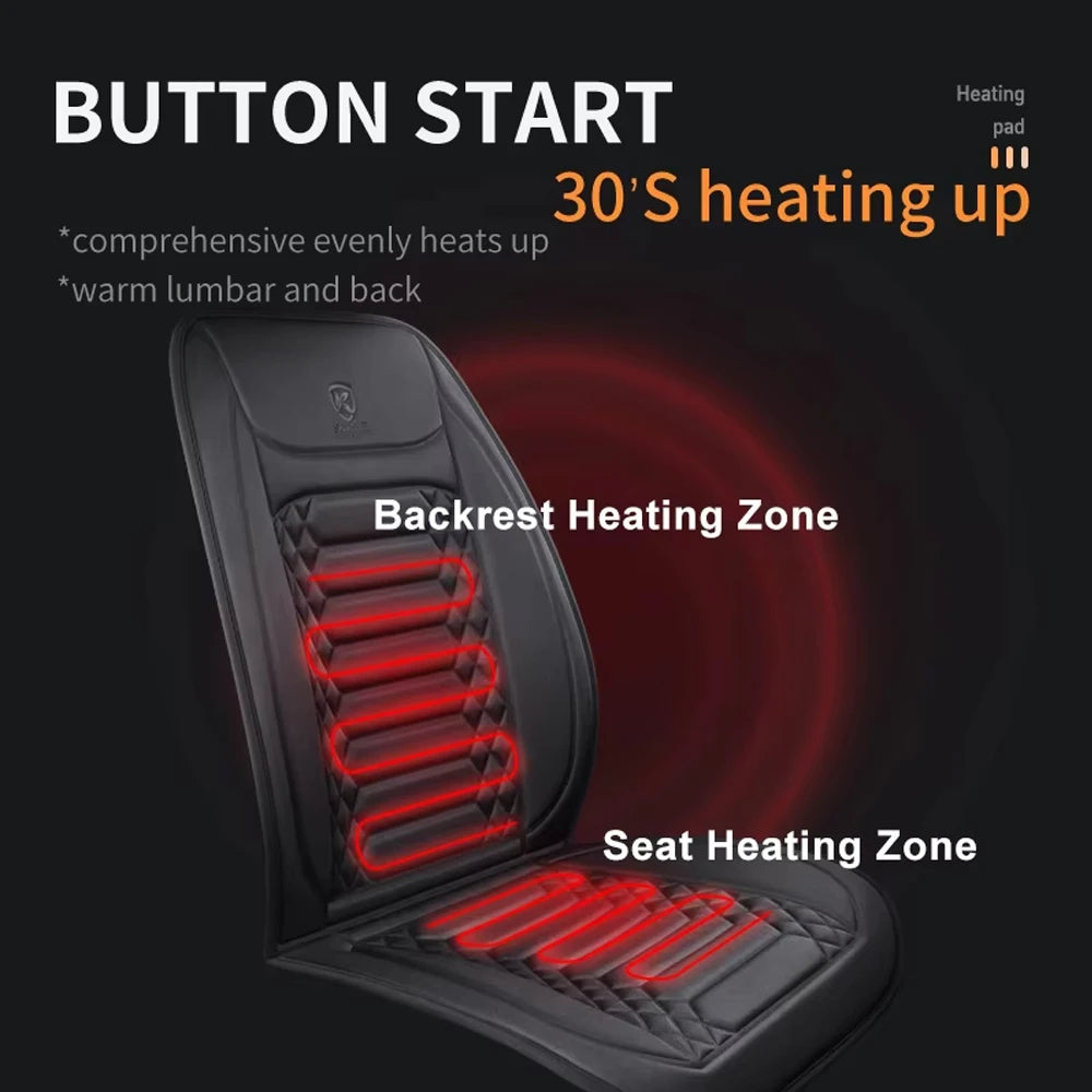 1/2pcs Winter Heated Car Seat Cover 12V Heating Warmer Cushion