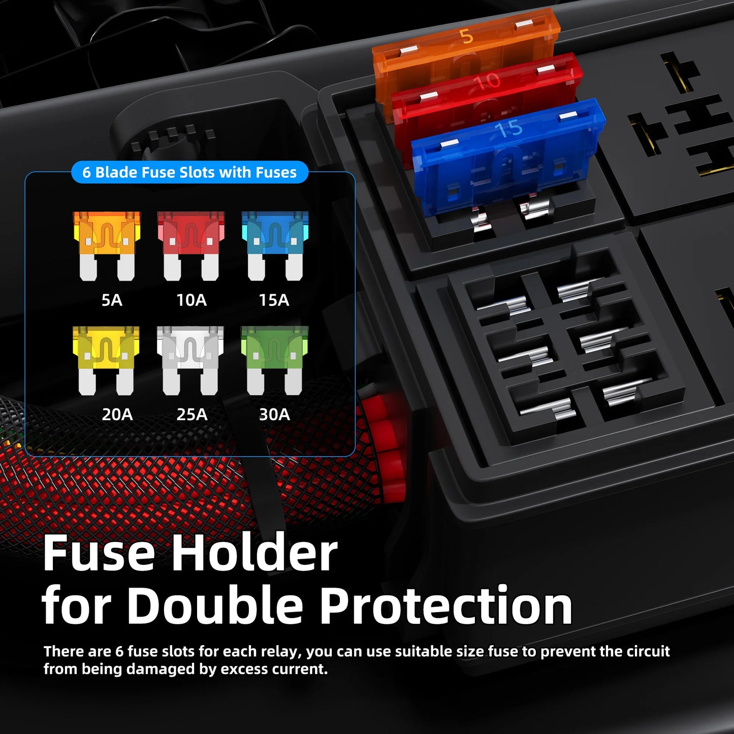 12V Waterproof 6-Way Relay & Fuse Box