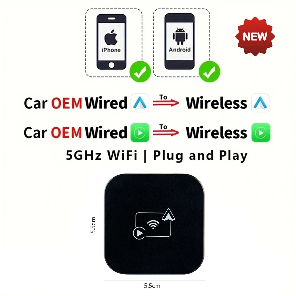 2-in-1 Wireless & Wired CarPlay Adapter