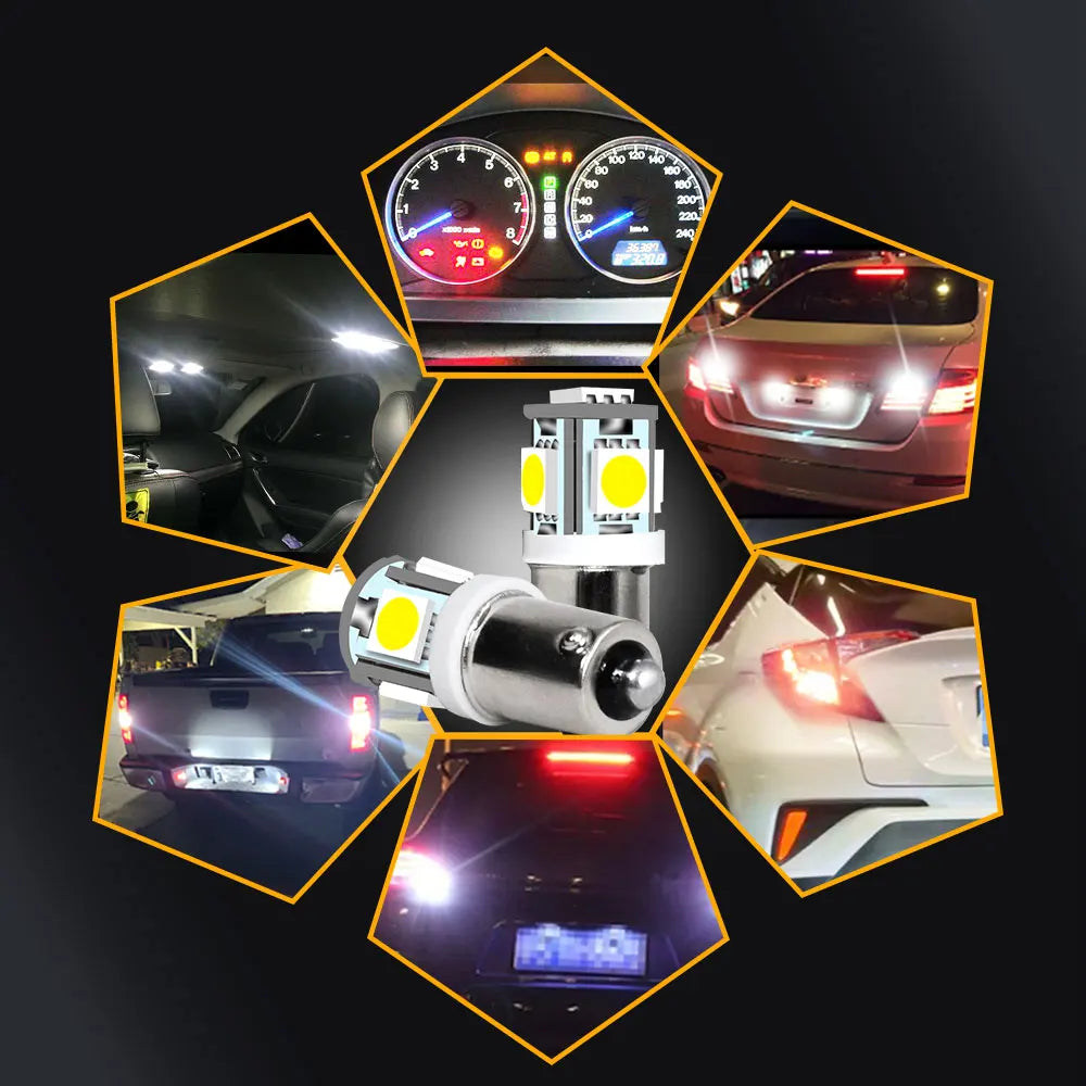 Ultra Bright BA9S 5050 5SMD LED Bulbs – Turn Signal, Dome, Brake, Reverse, Interior & Clearance Lights