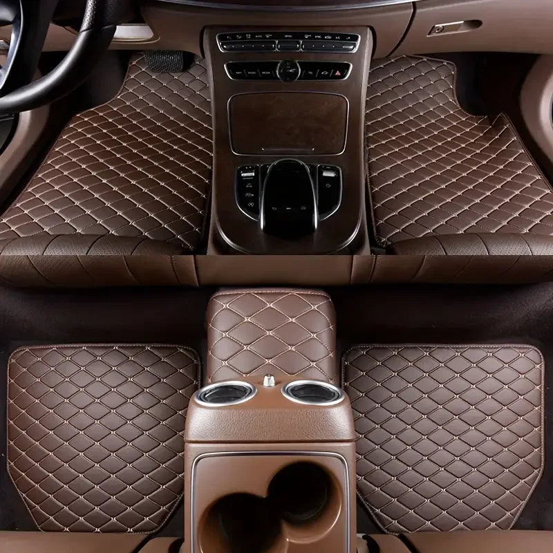 5Pcs Universal PU Leather Car Floor Mats – Waterproof Auto Foot Pad Protector Set