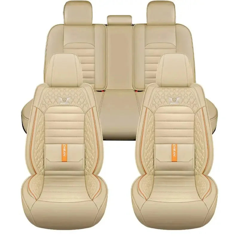 5 Seat Full Set Breathable Napa Leather Car Seat Cover – Luxury Fitted, Ergonomic Design with Fixed Lumbar Support
