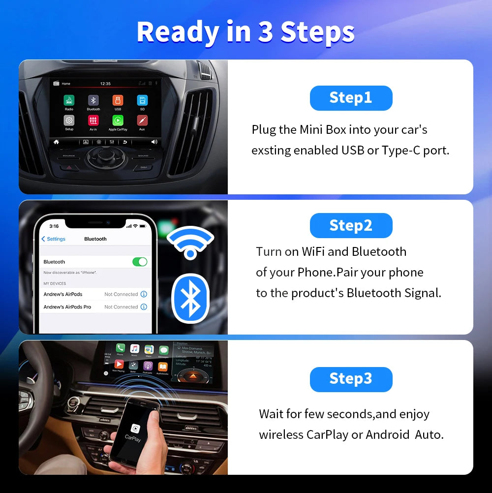 2-in-1 Wireless & Wired CarPlay Adapter