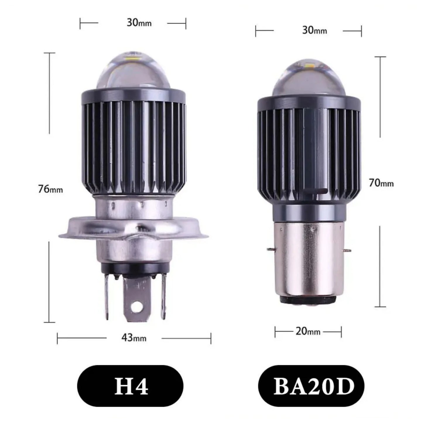 1pc Motorcycle Headlight BA20D H4 LED Bulbs