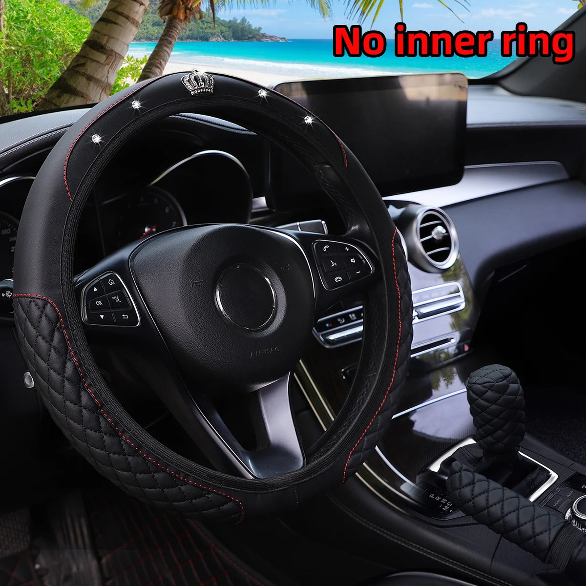 3-piece leather steering wheel cover