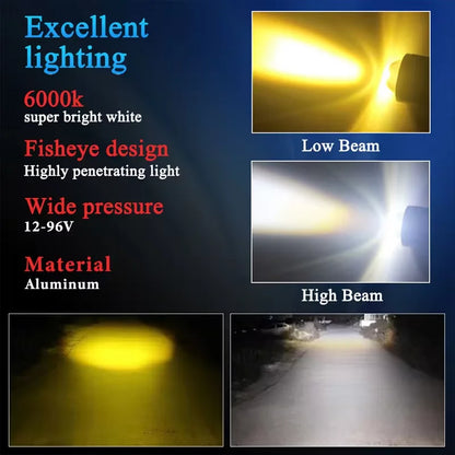 1pc Motorcycle Headlight BA20D H4 LED Bulbs