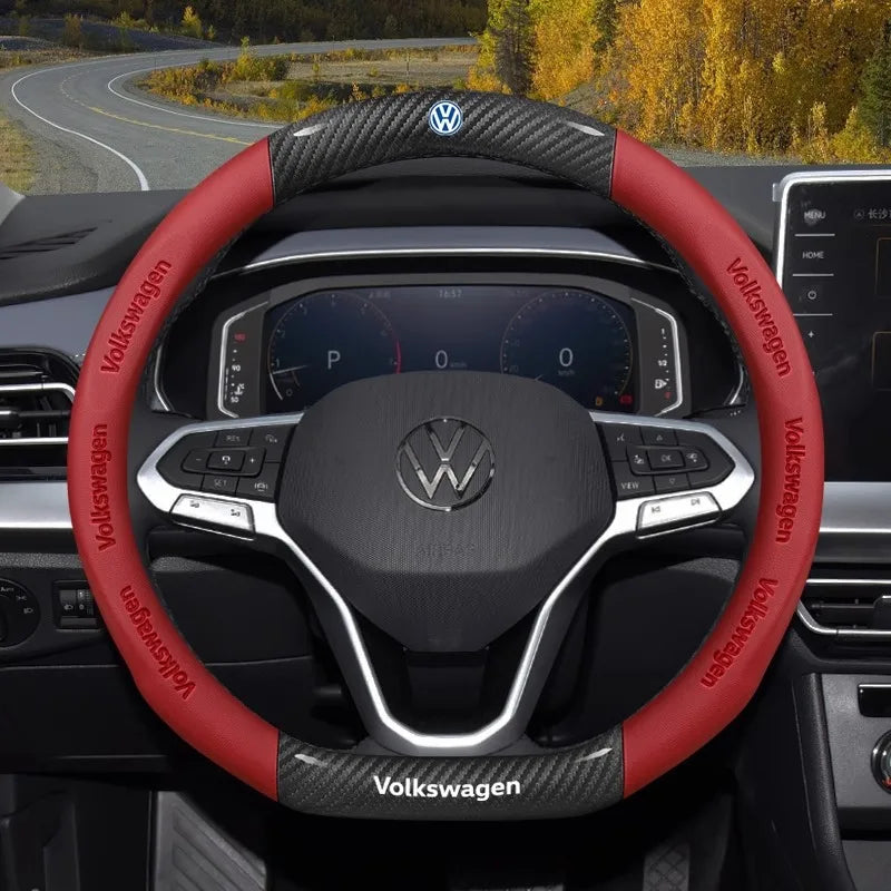 Carbon fiber Leather Car Steering Wheel Cover