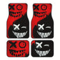 4pcs Cool Spooky Design Car Floor Mats – Vibrant Red with Black Accents