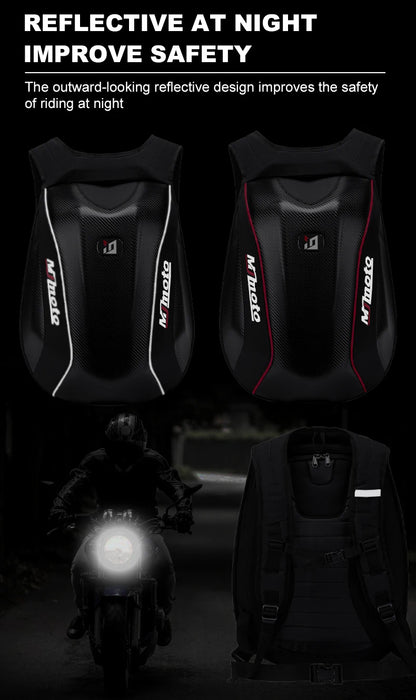 Carbon Fiber Motorcycle Backpack – Hard Shell Waterproof Helmet Bag