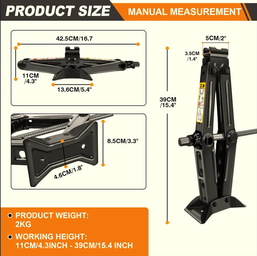 2 Ton Scissor Jack with Wrench