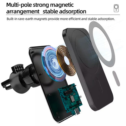 Wireless Magnetic Charger Phone Holder – 15W Fast Charging, Strong Magnet Mount